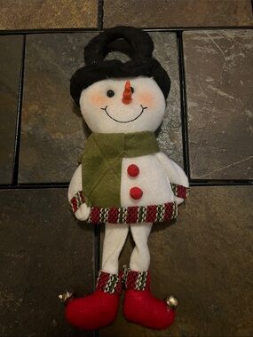 Festive Plush Snowman Holiday Door Hanger- EUC